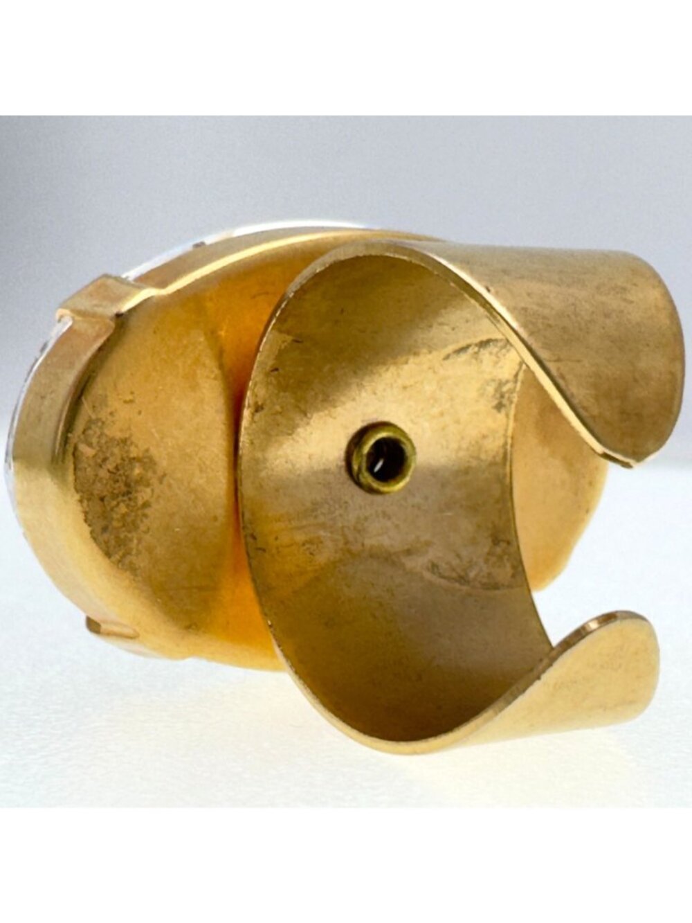 Gold-Tone Om Symbol Crystal Statement Ring Size 7-8 Adjustable 14.48g - Picture 8 of 9